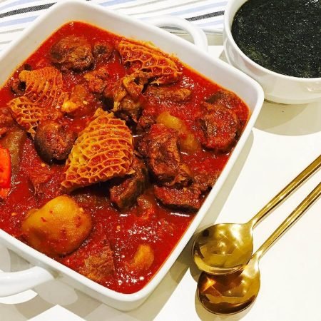 Tray of Buka Stew (Shaki, Pomo, Beef)