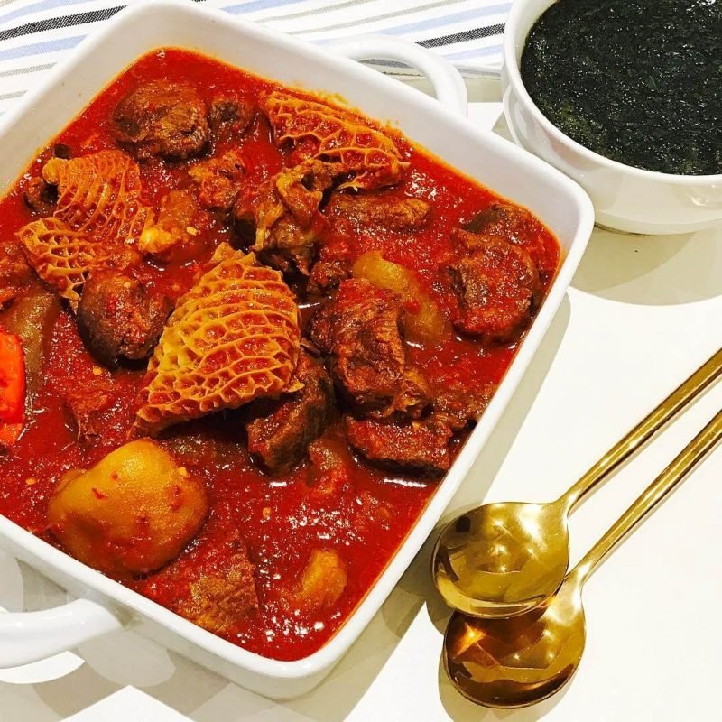Tray of Buka Stew (Shaki, Pomo, Beef)
